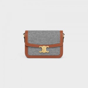 Anthracite Celine Classique Bag in STRIPED TEXTILE AND CALFSKIN Triomphe | CL-593179