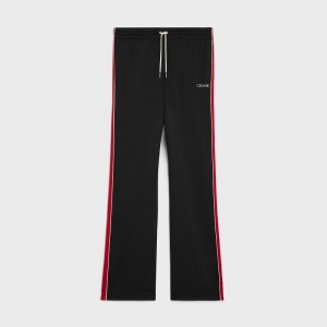 BLACK/RUST/ECRU Celine Tracksuit in double face jersey Pants | CL-592035