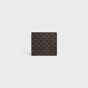 Black Celine Bi-fold in Triomphe Canvas Wallets | CL-591789