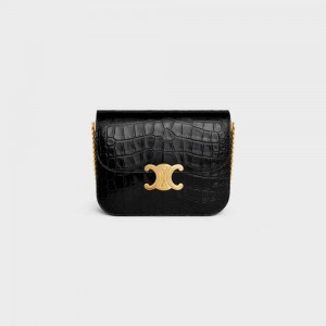 Black Celine COLLEGE bag in Niloticus Crocodile Triomphe | CL-593170