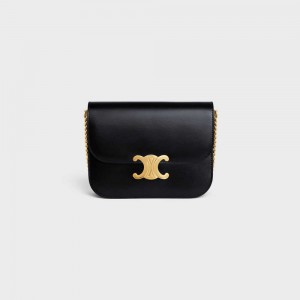 Black Celine COLLEGE bag in shiny calfskin Triomphe | CL-593168