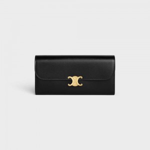 Black Celine LARGE TRIOMPHE in Shiny calfskin Wallets | CL-592983