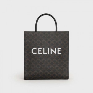 Black Celine Medium Vertical in Triomphe Canvas with celine print Cabas | CL-591836