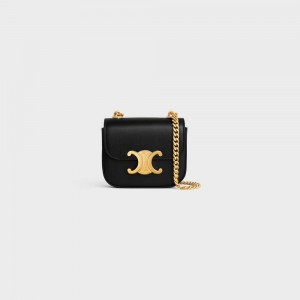 Black Celine TRIOMPHE ON CHAIN in Shiny calfskin Mini Bags | CL-593007