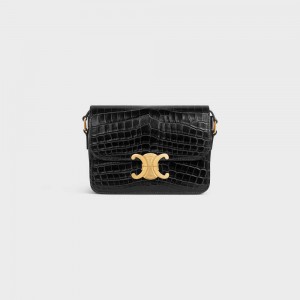 Black Celine Teen Bag in Niloticus Crocodile Triomphe | CL-593208