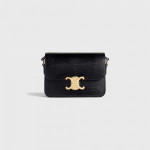 Black Celine Teen Bag in lizard Triomphe | CL-593213