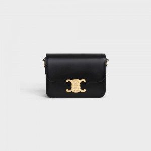 Black Celine Teen Bag in shiny calfskin Triomphe | CL-593196