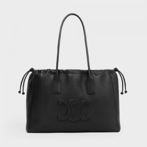 Black Celine cabas drawstring in Grained calfskin Cuir Triomphe | CL-593152