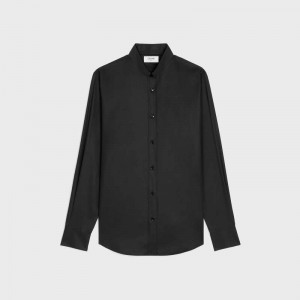 Black Celine loose with inverted collar in cotton poplin Shirts | CL-592165