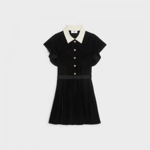 Black Celine mini in flowing velvet Dresses | CL-592846