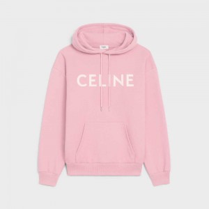 Blossom pink/ off white Celine Loose hoodie in Cotton fleece Sweatshirts | CL-592806