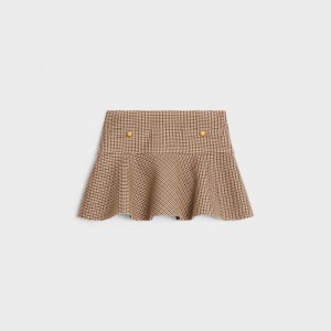 Bordeaux / Beige / Black Celine mini in double houndstooth wool Skirts | CL-592866