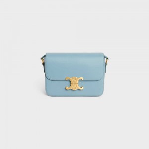 California Blue Celine Teen Bag in shiny calfskin Triomphe | CL-593201