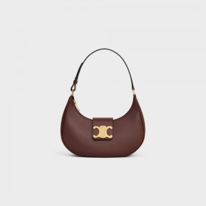 Chestnut Celine Ava Soft Bag in Smooth Calfskin Triomphe | CL-593173