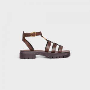 Dark Brown Celine CLEA TRIOMPHE GLADIATOR CHUNKY in CALFSKIN - VEGETAL TANNING Sandals | CL-592572