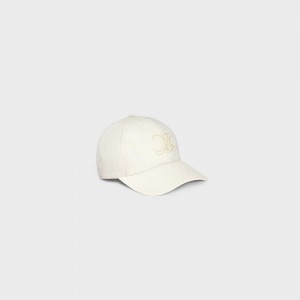 ECRU Celine TRIOMPHE BASEBALL IN COTTON Cap | CL-592357