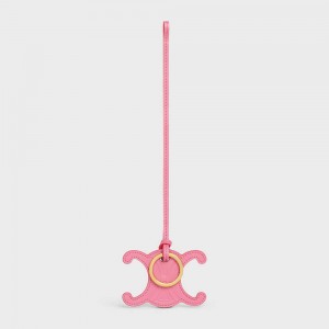 Flamingo Celine TRIOMPHE KEYRING CHARM IN SMOOTH CALFSKIN Leather Goods Accessories | CL-592898