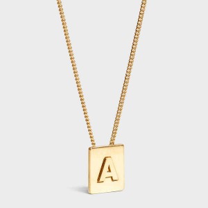 Gold Celine Alphabet A in Brass with Gold finish Necklaces | CL-592264