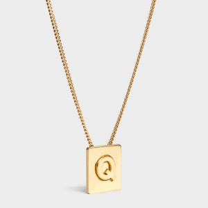 Gold Celine Alphabet Q in Brass with Gold finish Necklaces | CL-592280