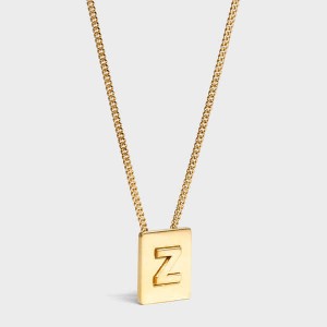 Gold Celine Alphabet Z in Brass with Gold finish Necklaces | CL-592289