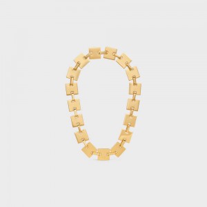 Gold Celine Square in Brass with Gold Finish Necklaces | CL-592252