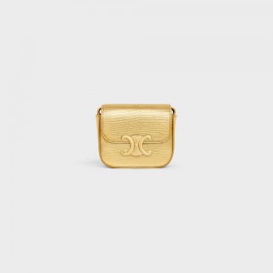 Gold Celine TRIOMPHE in LAMINATED LIZARD Mini Bags | CL-593017