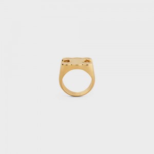 Gold Celine Triomphe Chevalière in Brass with Gold Finish Rings | CL-592189