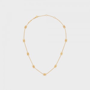 Gold Celine Triomphe Mini Triomphe in Brass with Gold Finish Necklaces | CL-592248