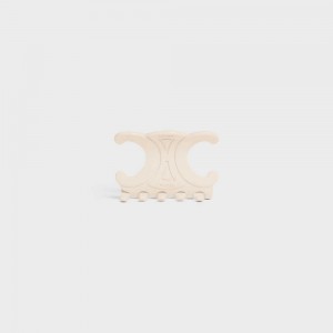 Ivory Celine Triomphe Large Hair Claw in Acetate and Steel Hair Accessories | CL-592320