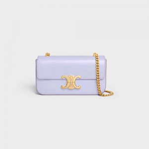 Light Lavender Celine CHAIN SHOULDER BAG in shiny calfskin Triomphe | CL-593232