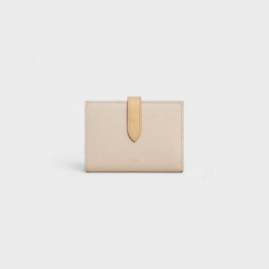 Limestone / pollen Celine Medium strap in Bicolour Grained Calfskin Wallets | CL-592992