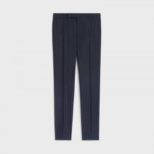 MARINE/CRAIE Celine classic in striped cashmere wool Trousers | CL-592025