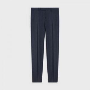 NAVY/CRAIE Celine CLASSIC STRIPED FLANNEL Trousers | CL-592026