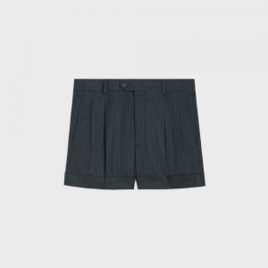 NAVY/CRAIE Celine skate in striped wool Shorts | CL-592740