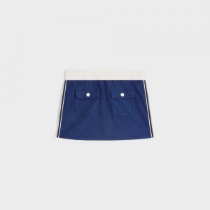 NAVY/OFF WHITE Celine mini in texturized jersey Skirts | CL-592884