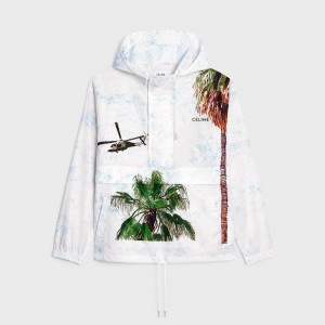 OFF WHITE / MULTICOLOR Celine ave 57 sky windbreaker in nylon Blousons | CL-591955