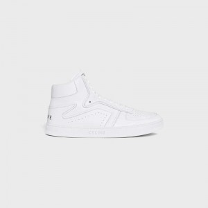 Optic White Celine C01 Z TRAINER HIGH in CALFSKIN Sneakers | CL-591911