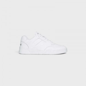 Optic White Celine C07 TRAINER LOW LACE-UP in CALFSKIN Sneakers | CL-591900