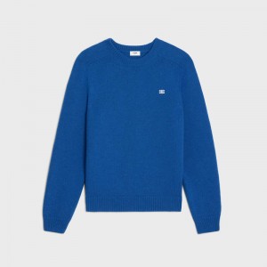 Royal Blue Celine triomphe crew neck in cashmere wool Knitwear | CL-592097