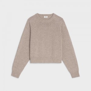 Sand Celine CREW NECK IN SEAMLESS CASHMERE Knitwear | CL-592708