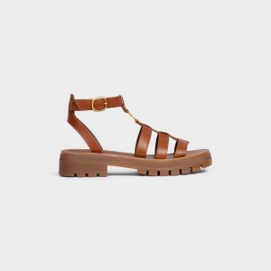 Tan Celine CLEA TRIOMPHE GLADIATOR CHUNKY in CALFSKIN - VEGETAL TANNING Sandals | CL-592574