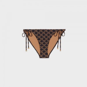 Toffee / Brown Celine triomphe bottom in matte jersey Swimwear | CL-592766