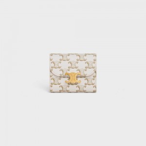 White/Tan Celine Small TRIOMPHE in Triomphe Canvas Wallets | CL-592978