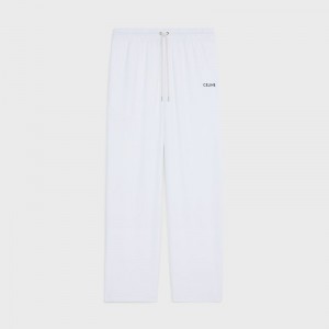 White Celine STRAIGHT JOGGING IN DOUBLE FACE JERSEY Pants | CL-592042