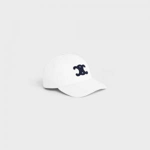 White Celine TRIOMPHE BASEBALL IN COTTON Cap | CL-592358