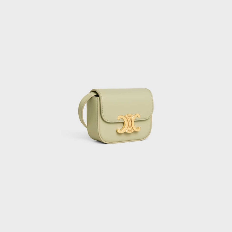 ALMOND GREEN Celine TRIOMPHE in Shiny calfskin Mini Bags | CL-593013