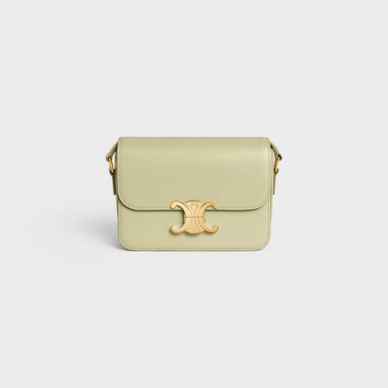 ALMOND GREEN Celine Teen Bag in shiny calfskin Triomphe | CL-593202