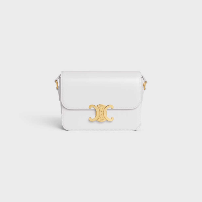 Arctic White Celine Teen Bag in shiny calfskin Triomphe | CL-593206