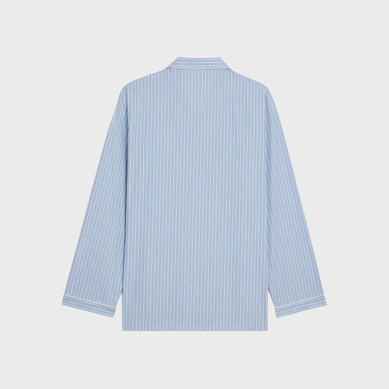 BLEU CIEL/BLANC/BLEU Celine pajama in striped cotton Shirts | CL-592164