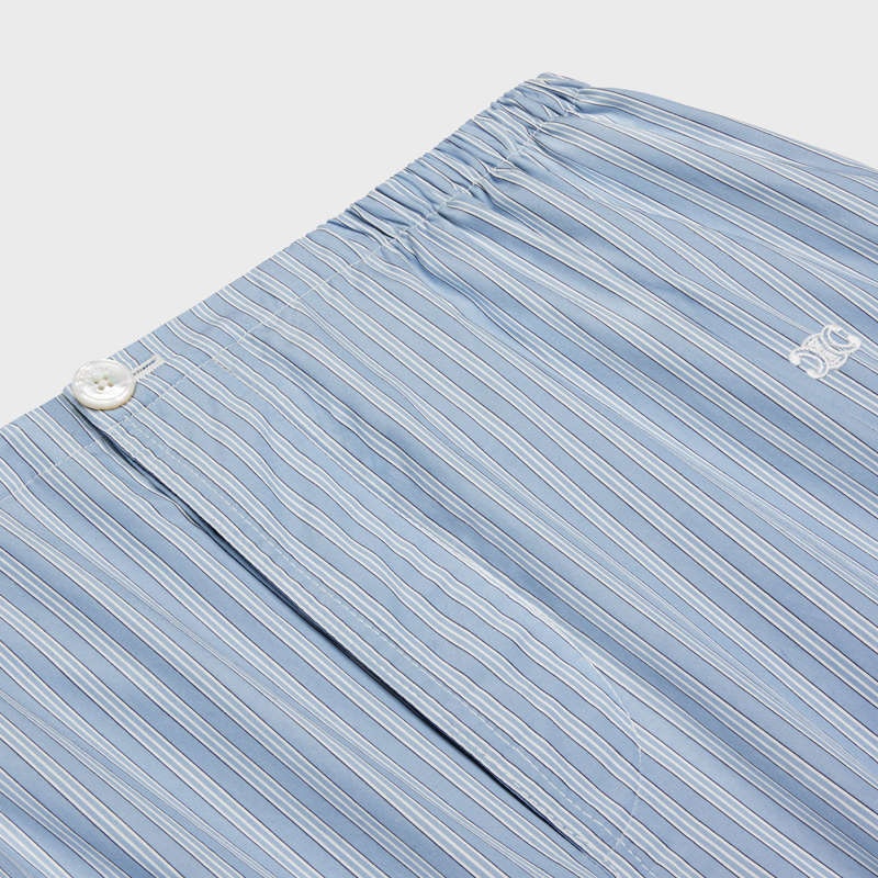 BLEU CIEL/BLANC/BLEU Celine triomphe pajama in striped poplin Pants | CL-592065